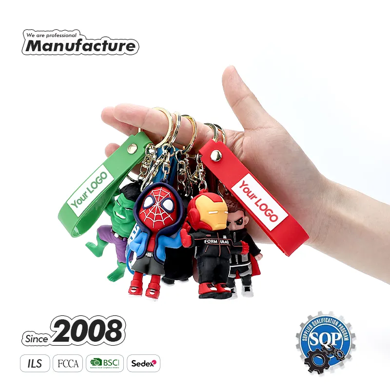 Individueller günstiger Charakter weicher Pvc-Schlüsselanhänger individuelle Schlüsselanhänger Cartoon 3d-Puppen Gummi-Schlüsselanhänger