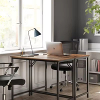 Table de bureau moderne pour petits espaces Bureau d'ordinateur de jeu brun rustique noir à cadre métallique de style industriel