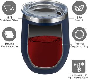 Custom 12oz Double Wall Stainless Steel Vacuum Insulated Coffee Mug Egg Shape Wine Tumbler Travel <b>Cup</b> <b>With</b> <b>Lid</b> for Camping - Product Image 3