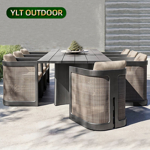 Bộ bàn ghế ngoài trời bằng nhựa giả mây PE cho hồ bơi khu nghỉ dưỡng, sân hiên, vườn, biệt thự, kiểu đồng quê, chống thấm nước. - Product Image 1