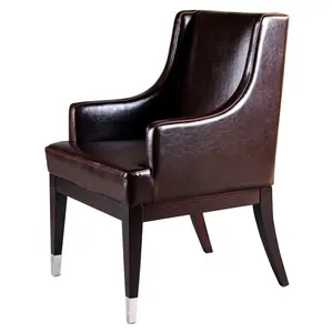 Современная мебель для ресторана на заказ, высококачественный обеденный стул из натуральной кожи с рамой из массива дерева