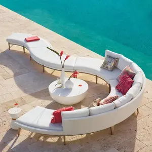 Hotel Resort Poolside Outdoor Meubels Rieten Meubels Buiten Gemengde Materiaal Sofa Set