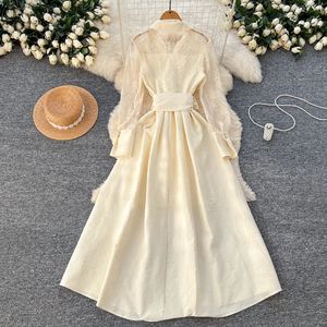 Nouvelle <span class=keywords><strong>Robe</strong></span> Longue <span class=keywords><strong>Chic</strong></span> et Élégante pour Femme, <span class=keywords><strong>Modèle</strong></span> 2026, Col Polo, Style Vintage, Luxe Léger, Haute Qualité, avec Broderie en Maille et Texture - Product Image 5