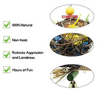 Bolas de hierba tejidas naturales, juguetes para pájaros, juguetes duraderos para viajes al aire libre, juguetes para masticar para loros, hámsteres, conejos