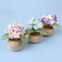 Pot d'hortensia fait main plante fleur artificielle Table décoration de la maison pièce décorative Crochet articles pour cadeau de filles