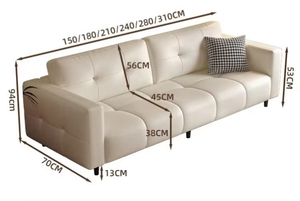 Canapé d'angle moderne de luxe en cuir crème à trois places avec rembourrage en éponge pour petit appartement, idéal pour salon confortable - Vente en gros - Product Image 5