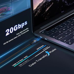 <span class=keywords><strong>C</strong></span>âble de charge rapide haute vitesse 5A Type <span class=keywords><strong>C</strong></span>, <span class=keywords><strong>c</strong></span>âble USB-<span class=keywords><strong>C</strong></span>, USB 3.2 20 Gbps 240 W, charge rapide 4K144Hz/60Hz 8K30Hz pour ordinateur portable - Product Image 2