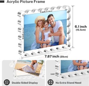Marco de Fotos Acrílico de Doble Cara con Borde Festoneado, Soporte de Escritorio, Marco de Fotos Acrílico Transparente, Marcos Festoneados para Fotos - Product Image 2