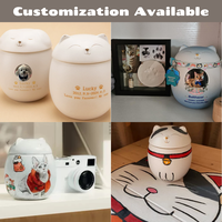 Urna de cerámica para mascotas con diseño de perro de alta calidad, conmemorativo esmerilado brillante personalizable para cenizas de animales