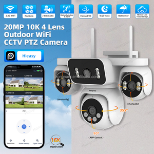宏纳尔 20MP WiFi 运动检测户外无线监控 PTZ 网络摄像机 HiEasy 4 镜头闭路电视网络 WiFi 安防摄像头 - Product Image 2