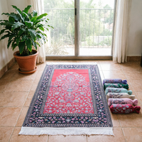 Ensemble cadeau de tapis de prière moderne en soie glacée lavable, avec sac rond, tapis musulman imprimé fabriqué à la machine pour la maison et les voyages