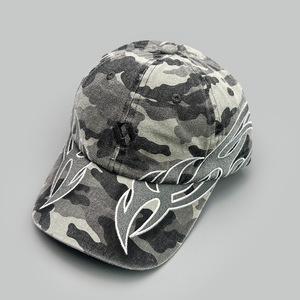 Casquette de baseball unisexe 6 panneaux en coton 100% haute qualité, résistante, avec motif drapeau flamme, color-block, personnalisable, toutes saisons, protection solaire - Product Image 6