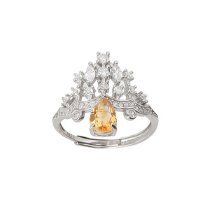9 Fine 5*7mm Pear Cut Natural Stone <b>King</b> <b>Crown</b> Rings Adjustable 925 Sterling Silver Rhodium Plated Non Tarnish Jewelry - Product Image 1