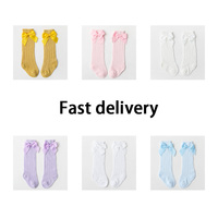 Chaussettes hautes pour tout-petits en dentelle blanche exquise avec un grand nœud, en coton long et fin, pour les fêtes et le quotidien, utilisables en été et en hiver