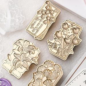Suidis Plant Stamp - Tampon de sceau en relief irrégulier, motif tulipe, tête en cuivre, pour cire à cacheter et décoration - Product Image 5