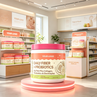 Poudre de fibres quotidienne, probiotiques, collagène, électrolytes, favorisent la digestion, complément alimentaire végétalien sans gluten, étiquette privée OEM