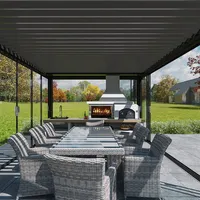 Système de toiture à persiennes étanche - Kit de pergola bioclimatique moderne en aluminium de qualité supérieure avec arches et tonnelles pour jardin et cour arrière