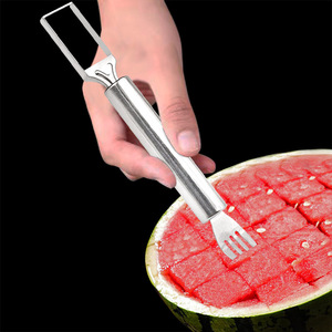 Multifunctional fast watermelon slicer, dual-purpose fruit fork, stainless steel fruit cutter, double-headed watermelon <b>dicing</b> - Product Image 1