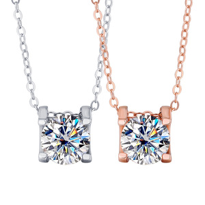 SPJ Collier pendentif Moissanite rond 1carat pour femme S925 Bijoux de mode en argent avec <span class=keywords><strong>prix</strong></span> de gros Cadeau - Product Image 5