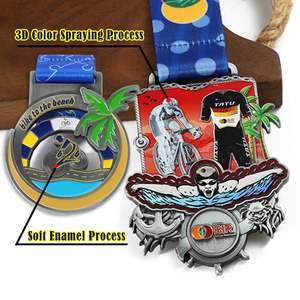 Medalla de Metal Esmaltada para Premios Deportivos, Medallas 2D y 3D Plateadas y Negras para Carreras de 5k, Rugby, Bádminton, Cricket, Fútbol - Product Image 2