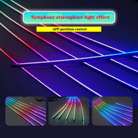 Nouvelle bande lumineuse intérieure de voiture colorée 18-en-1 à fibre optique RGB avec contrôle par application pour éclairage d'ambiance