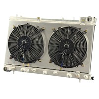 Radiator Aluminium 2812 + Pelindung Kipas untuk Subaru Forester Turbocharged 2004-2005 SG5 3 Baris Otomatis 45119SA000