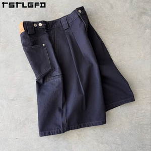 Pantaloncini da <span class=keywords><strong>Uomo</strong></span> Taglie Forti con Logo Personalizzato, Estivi, con Tasche, Larghi, in <span class=keywords><strong>Denim</strong></span>, Stile Vintage, Moda <span class=keywords><strong>Uomo</strong></span>, Pantaloncini da Lavoro in Jeans - Product Image 5
