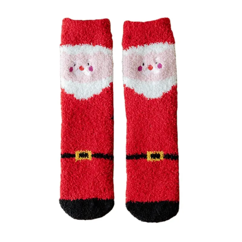 Cadeau Kerstsokken Herfst En Winter Koraal Fluwelen Festival Eland Kerstman Dikke Handdoek Pluche Mid-Tube Warme Sokken Voor Kinderen
