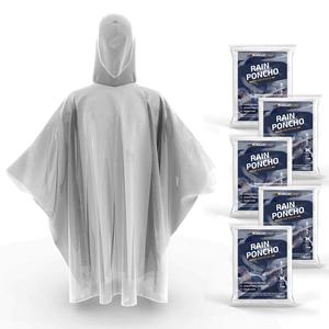 10 Pièces Jetable Poncho Anti Pluie À Capuche, Pe Transparent Cape De - 2