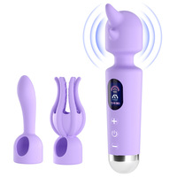 Ensemble de vibrateurs Rhino AV avec têtes interchangeables en silicone, 10 vitesses, fréquence variable, écran d'affichage, charge USB-C, 85 dB silencieux pour