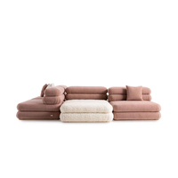 Juego de sofás de Villa modulares en forma de L de tela de peluche minimalista italiana de 6 plazas sofás nórdicos de salón modernos para el hogar de lujo