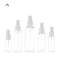 Bouteille pulvérisateur en plastique transparente cylindrique avec logo personnalisé OEM ODM, pompe à filetage côtelé, vaporisateur cosmétique portable