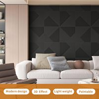 Panel de Pared 3D Geométrico UDK de 19.7'*19.7', Revestimiento de Pared Ignífugo de PVC para Decoración de Interiores, Negro Mate