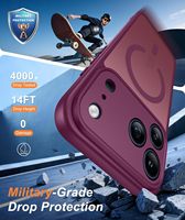 Étui magnétique en TPU + acrylique rouge cerise NOVISON pour 12-18 Pro Max, transparent, antichoc, compatible avec la charge sans fil