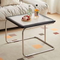 Table à thé et table basse carrées pliables en acier inoxydable moderne et durable pour le salon, meubles de maison