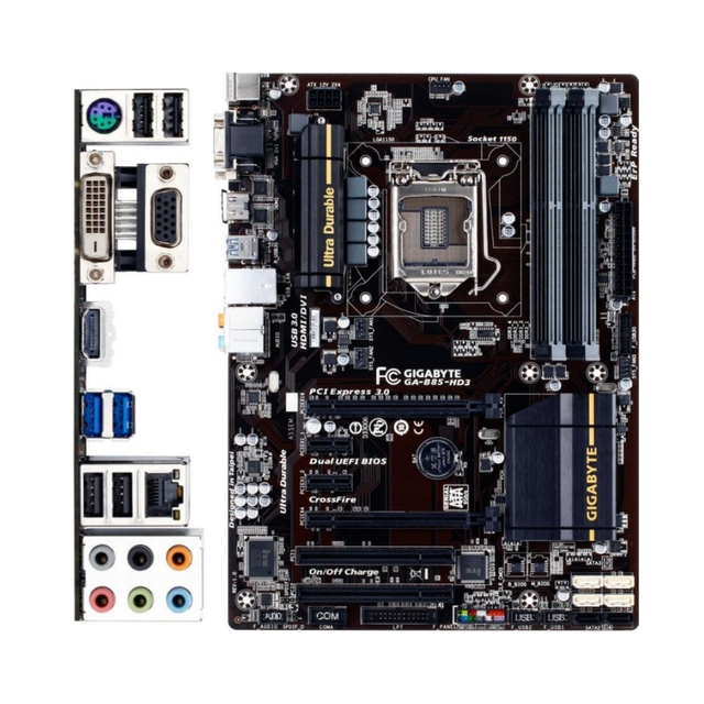 GIGABYTE B85-HD3 Luxury ATX Motherboard 4th Gen Intel I7/I5/I3 CPU LGA1150 VGA/DVI PCIe3.0 USB3.0 4 DDR3 Refurbished Desktop