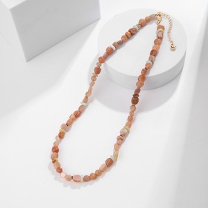 Semi-Precious Gemstone Clavicle Necklace Dainty Irregular <strong>Sunstone</strong> Necklace 18K Gold Alloy <strong>Jewelry</strong> for Women Anniversary Gift
