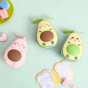 Mini Multifunctional LED Makeup <b>Mirror</b> and Fan 2 in 1 Integrated Cute Avocado Shaped Practical Portable USBCharging <b>Handheld</b> Fan - Product Image 4