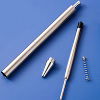 Stylo à bille fin de luxe personnalisable Stylo à bille métallique argenté de marque personnalisée Stylo rétractable en métal à encre noire avec logo