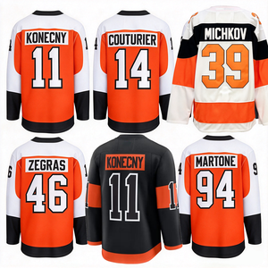 Großhandel Hochwertiges Trikot # 11 Konecny # 39 Michkov # 14 <span class=keywords><strong>Couturier</strong></span> Stickerei Amerika Eishockey-Trikot Maßgefertigte Eishockey-Trikots - Product Image 1