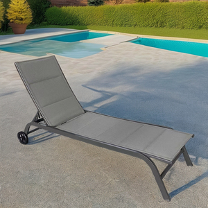 Chaise longue en métal réglable à cinq positions chaise longue en acier côté piscine salon meubles d'hôtel conception de vente par correspondance - Product Image 2