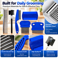 Brosse démêlante pour animaux de compagnie, kit de toilettage pour chiens, brosse à dents larges, peigne pour chiens, kit d'entretien et de soin pour animaux de compagnie