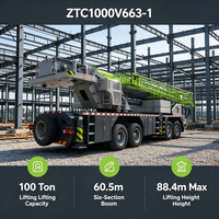 Grue mobile d'occasion 2024 de 100 tonnes, flèche principale de 60,5 m, contrepoids de 23,5 t, châssis 8x4 pour la maintenance des centrales électriques