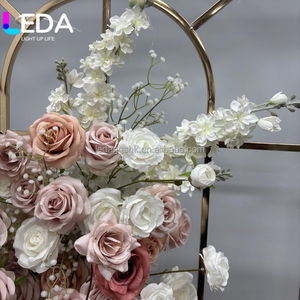 LEDA Artificial <b>Pink</b> Silk Rose White Rose Baby Breath Flowers <b>Decoration</b> Wedding Flower Runner <b>Decoration</b> Road Arch Flower Row - Product Image 2