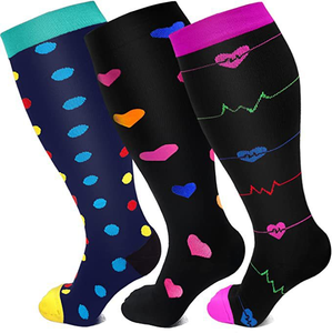 Chaussettes de compression de course <span class=keywords><strong>à</strong></span> pied en nylon <span class=keywords><strong>à</strong></span> mollet large extra large personnalisées grande taille pour femmes et hommes - Product Image 1