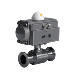 Vanne à bille pneumatique sanitaire Covna AC 220V en acier inoxydable, 2 voies, pièces pneumatiques, cylindre, OEM DN25 1 pouce, tri-clamp - Product Image 1