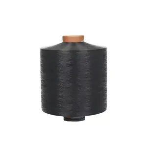 100% Экологически чистая черная нить 300D/96F DTY переработанная полиэфирная пряжа для плетения ленты