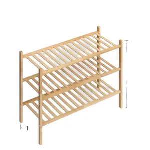 HOUSE 3-Tier Entryway Multifunctional Bamboo Shoe Rack in Different Combinations for Closet