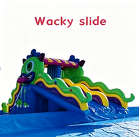 Toboggan aquatique gonflable commercial en PVC, thèmes Dinosaure, Pieuvre, Grenouille, pour parcs aquatiques, complexes hôteliers et location