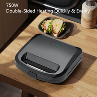 Petit fabricant de sandwich antiadhésif portable avec plaques à gaufres Presse à panini électrique pour une application domestique pratique pour le petit-déjeuner